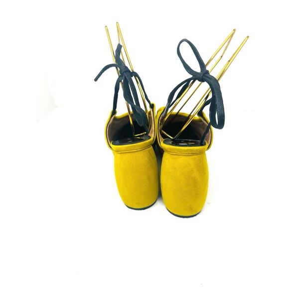 Dries Van Noten Yellow Mustard Suede Mules Slip-On Block Heel Designer EU 37 - Picture 9 of 10